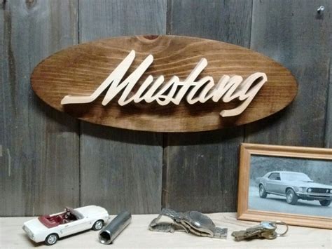 Ford Mustang Script Emblem Oval Wall Plaque Unique Scroll Saw Etsy