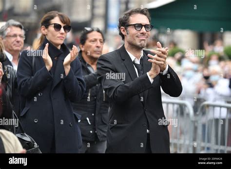 Nicolas Bedos And Doria Tillier During The Funeral Ceremony Of Guy