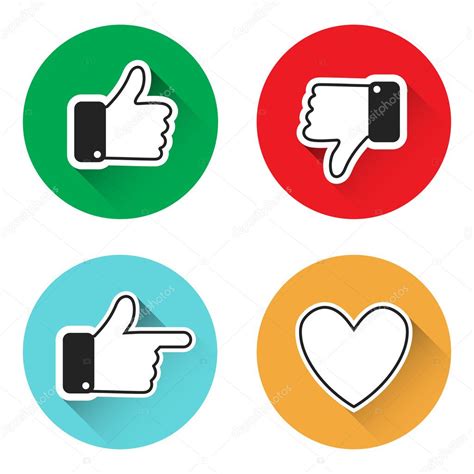 Set Of Thumbs Up Icons Thumbs Down Like Icons On A Grey Background