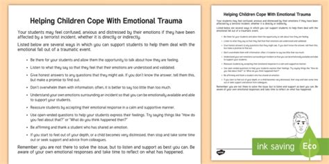 Helping Children Cope With Emotional Trauma Adult Guidance