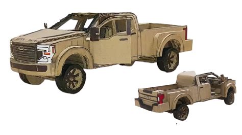 Cardboard Car Ford F 450 Pickup How To Make A Car From Cardboard At Home Youtube