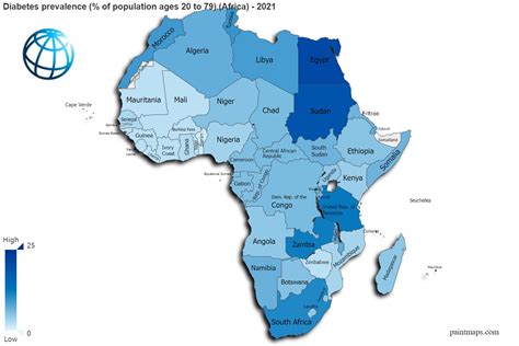 Diabetes Prevalence Percentage Of Population Ages 20 To 79 On Africa Map