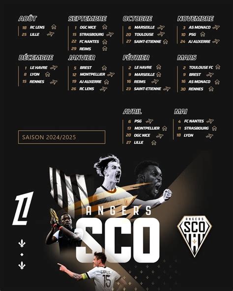 CALENDRIER SPORTIF 2024 2025 Billetterie Angers SCO