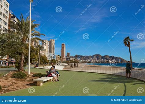 Benidorm Alicante Spain November 27 2019 People Walk Along The