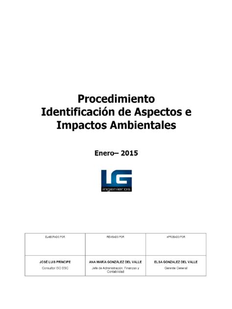 Procedimiento Identificación De Aspectos E Impactos Ambientales Pdf Pdf