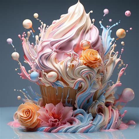 Premium Ai Image 3d Visuals Of Ice Cream In Various Colors