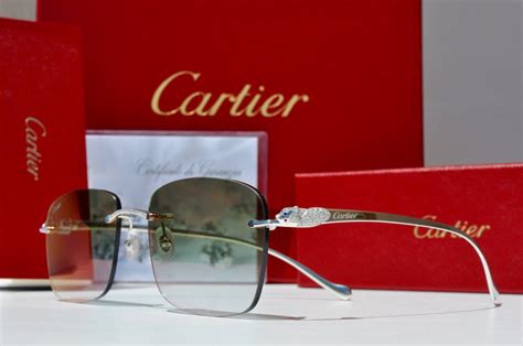 Cartier Panthere Rimless Cartier Sunglasses Brille Occhiali Metallo E