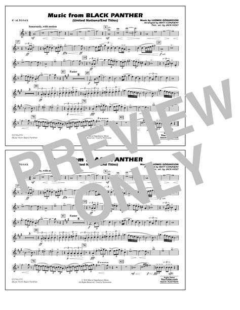 Music From Black Panther Arr Matt Conaway Eb Alto Sax By Ludwig