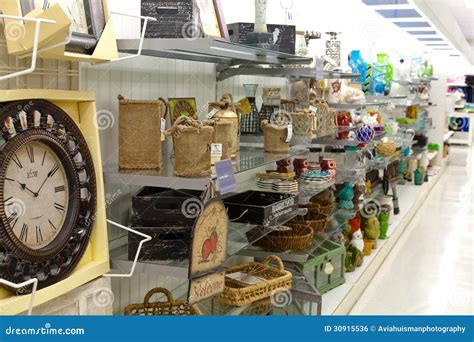 Home Goods Shelves With Home Decoration Products Editorial Photo