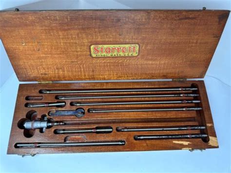 Starrett 124 B Inside Micrometer Mics 2 12 Range Wood Case Machinist