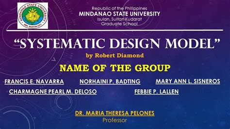 Systematic Design Model By Robert M Diamond Youtube