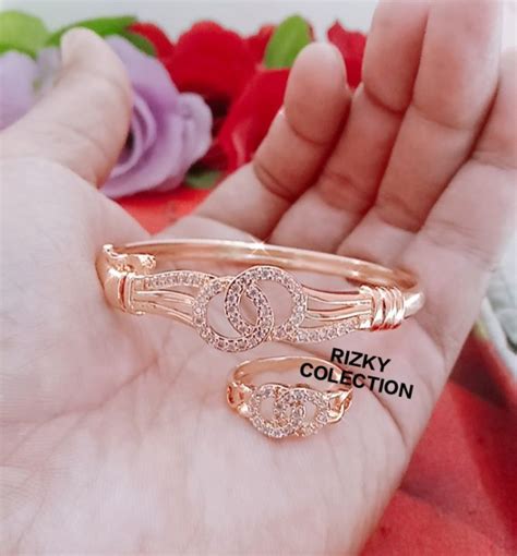 Gelang Dan Cincin Perhiasan Emas Wanita Dewasa Model Makarena Unik