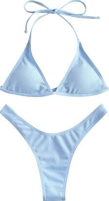 TJCJIEM Women S Sexy Halter Thong Bikini Tie Side Bottom Triangle