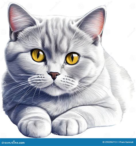 A Sketch Of A British Shorthair Cat Ai Generated Stock Illustration