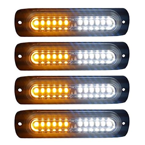 4pcs Ultra Slim 12 Led Surface Mount Grille Flashing Strobe Lights For