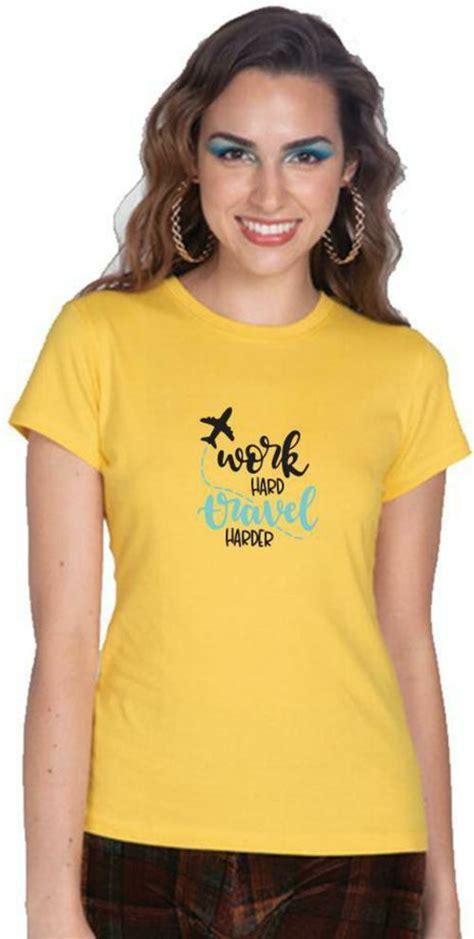 Buy Dreamkarts Women Yellow Printed Pure Cotton Round Neck T Shirt Xxl