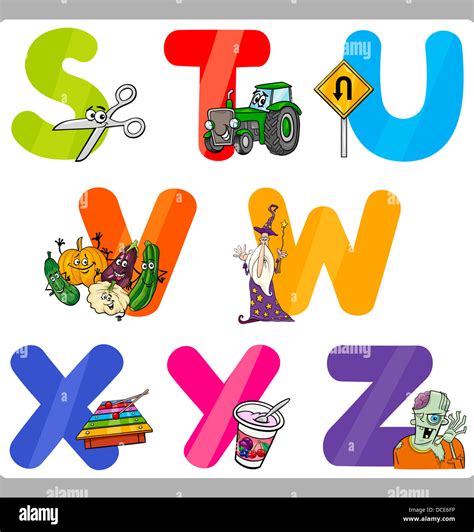 Cartoon Illustration De Funny Les Lettres En Alphabet Latin Avec Des