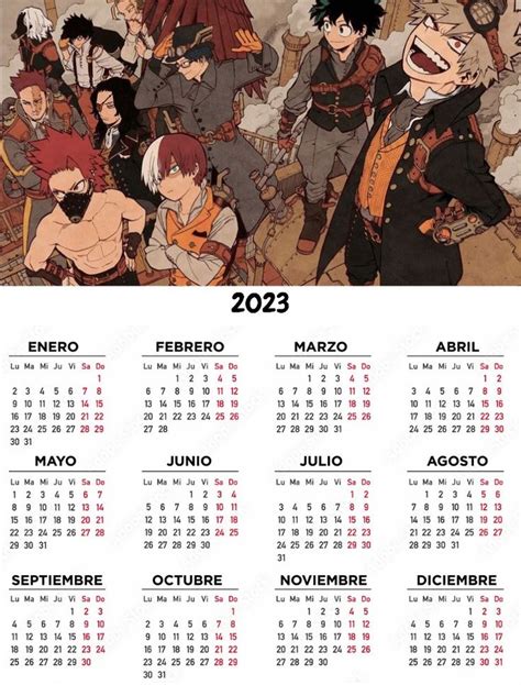 Calendario 2023 Clases de anime Plantillas de póster Fondo de