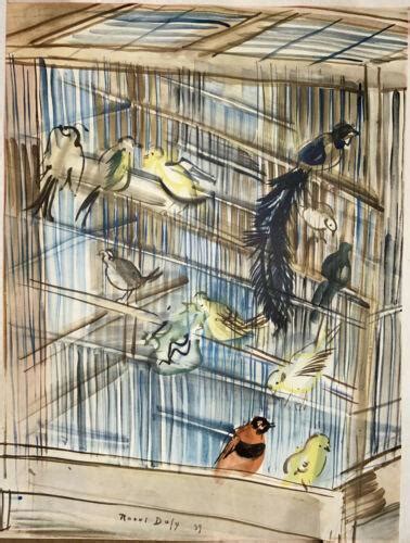 Raoul Dufy 1877 1953 Modernist Color Lithograph Of Birds In A Bird