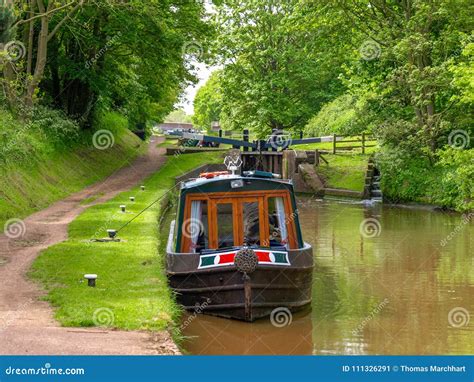 Moored Narrowboat On The Shropshire Union Canal Stock Image Image Of