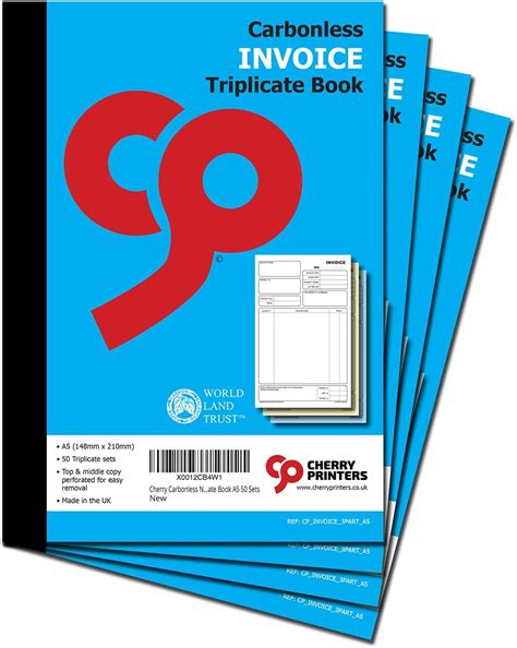 Cherry Carbonless Ncr Invoice Book Triplicate Book A5 50 Sets