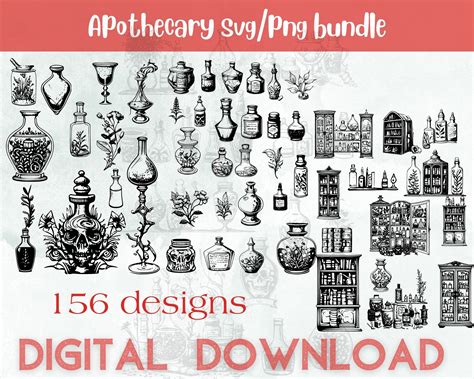 Apothecary Svg Png Bundle Gothic Svg Apothecary Bottles Witch Bottles Potion Bottles Herbal