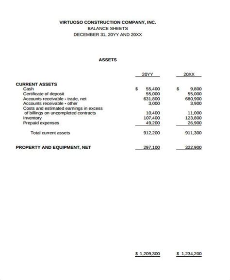 Company Balance Sheet Pdf Download