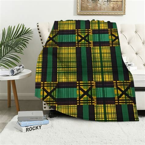 Jeuxus Geometric Throw Blanket African Kente Print Traditional Fabric