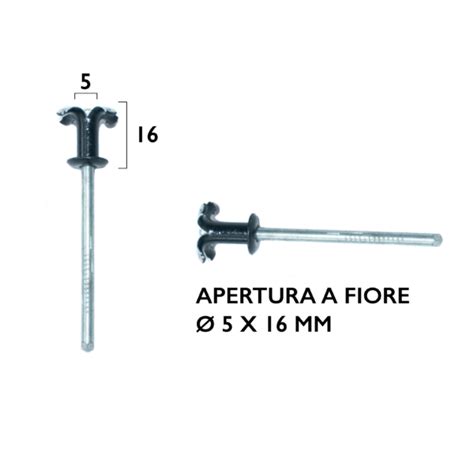 Rivetto A Fiore Nero X In Alluminio Acciaio Sistem Fix