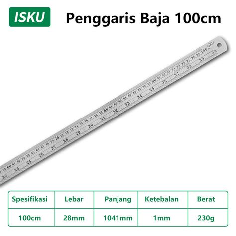 Jual ISKU Penggaris Besi 15-100CM Penggaris Logam/Mistar Besi/Stainless ...