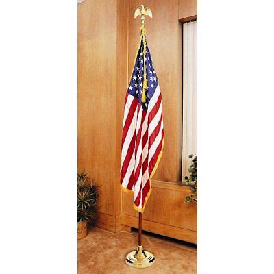 8 American Flag Indoor Set Wood Pole Complete Presentation Set