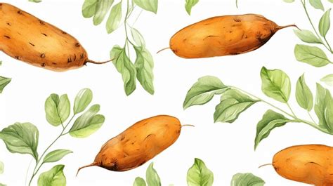 Premium Ai Image Watercolor Sweet Potato Pattern