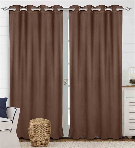 Buy Brown Polyester Solid Ft Blackout Eyelet Door Curtain At Off