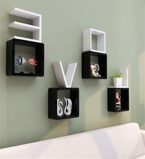 Buy Engineered Wood Floating Wallshelves In Multicolour Colour Online