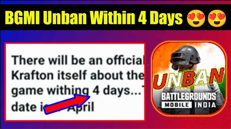 Bgmi Unban In Days Krafton Official Statement Youtube