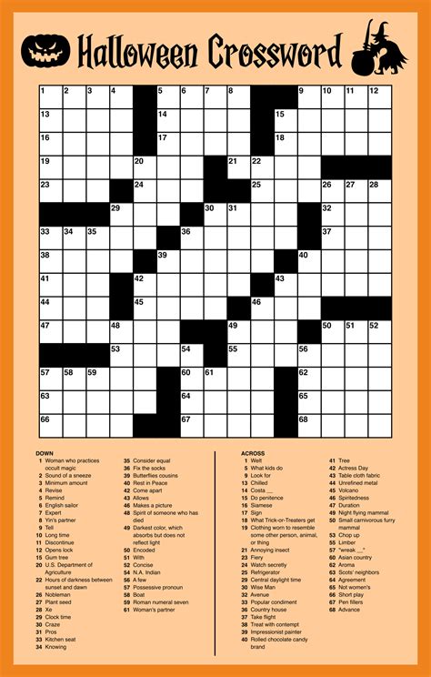 Crossword Puzzles For Halloween Printable Printable Word Searches