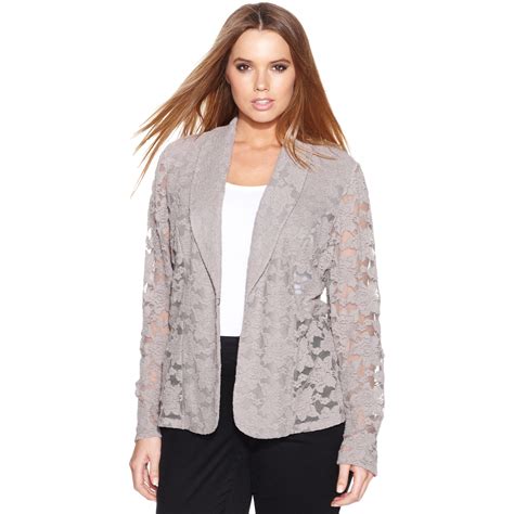 Lyst Inc International Concepts Plus Size Lace Blazer In Gray