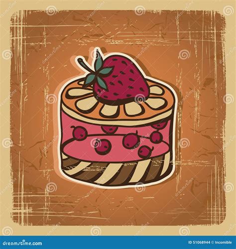 Vector Illustration Of Cake In Retro Style Stock Vector Illustration