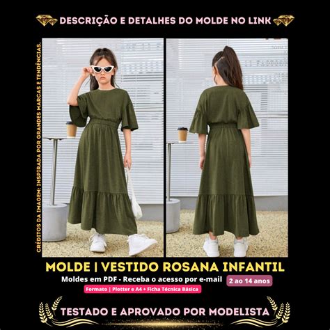 Molde Em PDF Vestido Rosana Infantil ID 3440952 Empreendedora