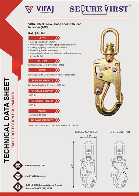 Steel Swivel Snap Hook With Load Indicator Sf Viraj Secure First