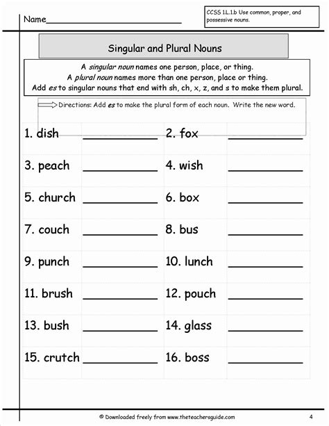 Singular And Plural Nouns Worksheets