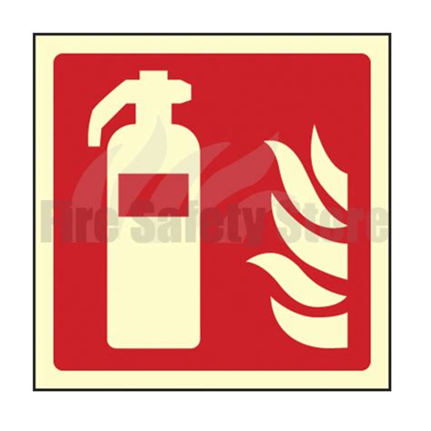 100mm X 100mm Photoluminescent Fire Extinguisher Sign Fire Safety