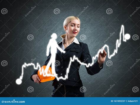 Business Lady Drawing Success Graph Stock Image Image Of Chart