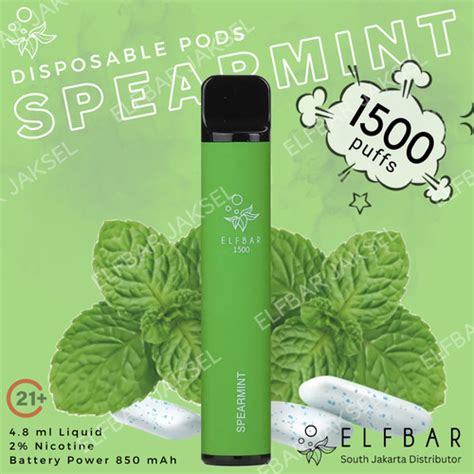 Jual Elfbar 1500 Pod Spearmint Elf Bar Disposable Vape Menthol Relx