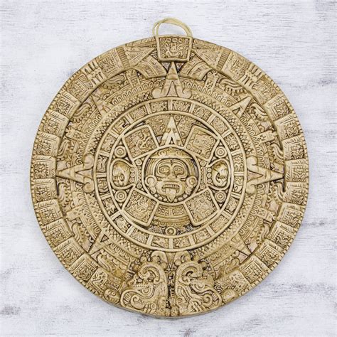 Ceramic Wall Plaque Aztec Calendar In Brown Medium Aztec