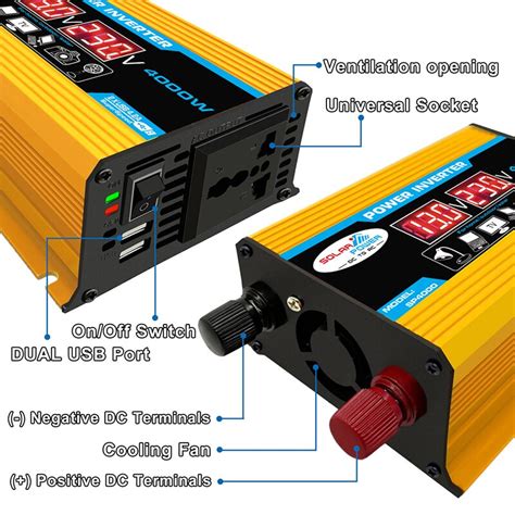 Pantalla Lcd Coche Convertidor Inversor De Potencia Del Cargador Del