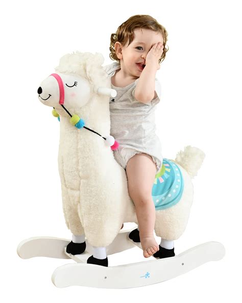 Baby Rocking Horse - Pink Alpaca Baby Plush Rocker Toys, Plush Wooden ...