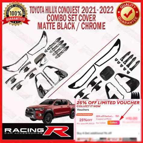 Hilux Conquest 2021 To 2024 Garnish Cover Combo Set Matte Black