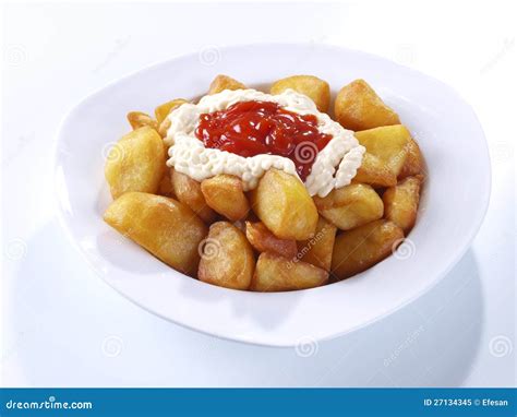 Patatas Fritas Picantes Calientes Del De Patatas Bravas Imagen De