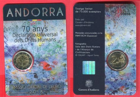 Andorra 2 Euro Gedenkmünze 2018 70 Jahre Deklaration der Menschenrechte